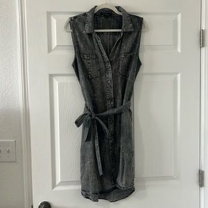 Gray denim button down dress